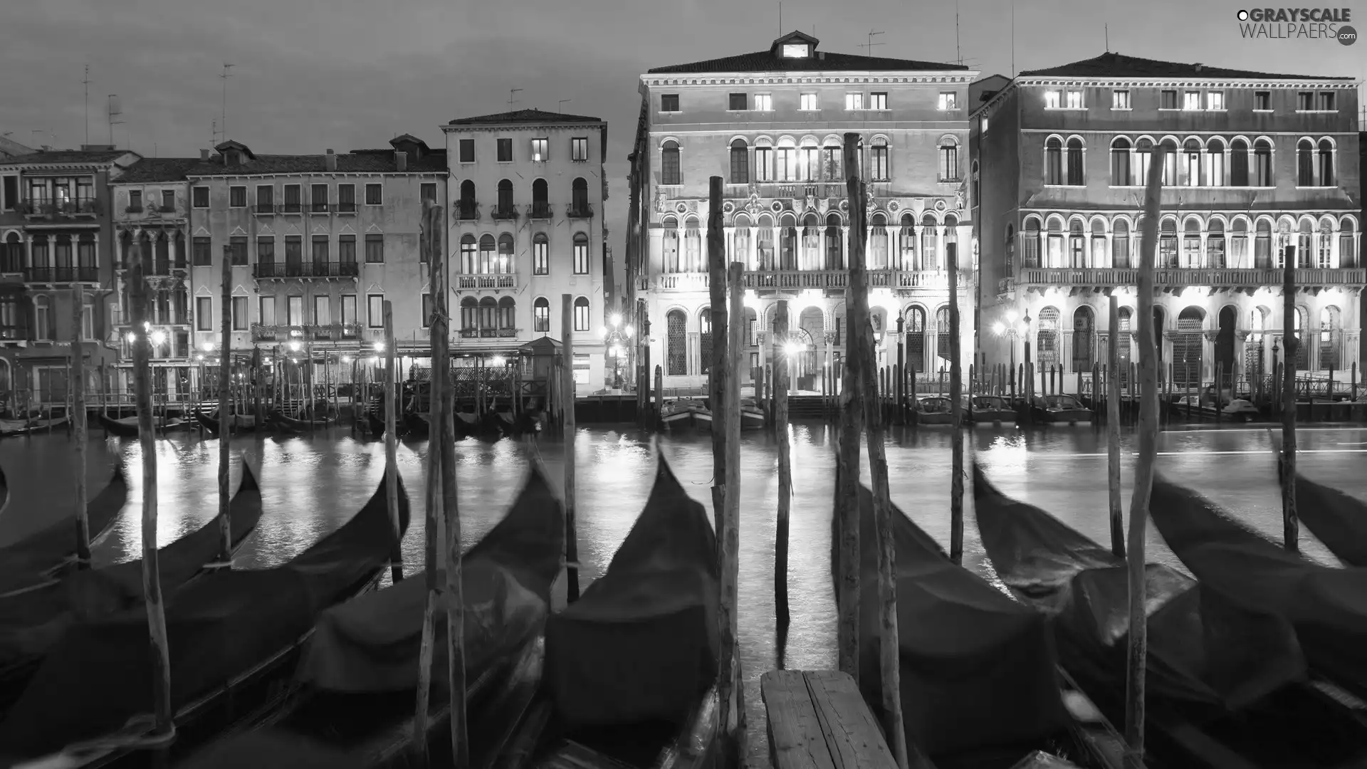 Gondolas, Venice, Night