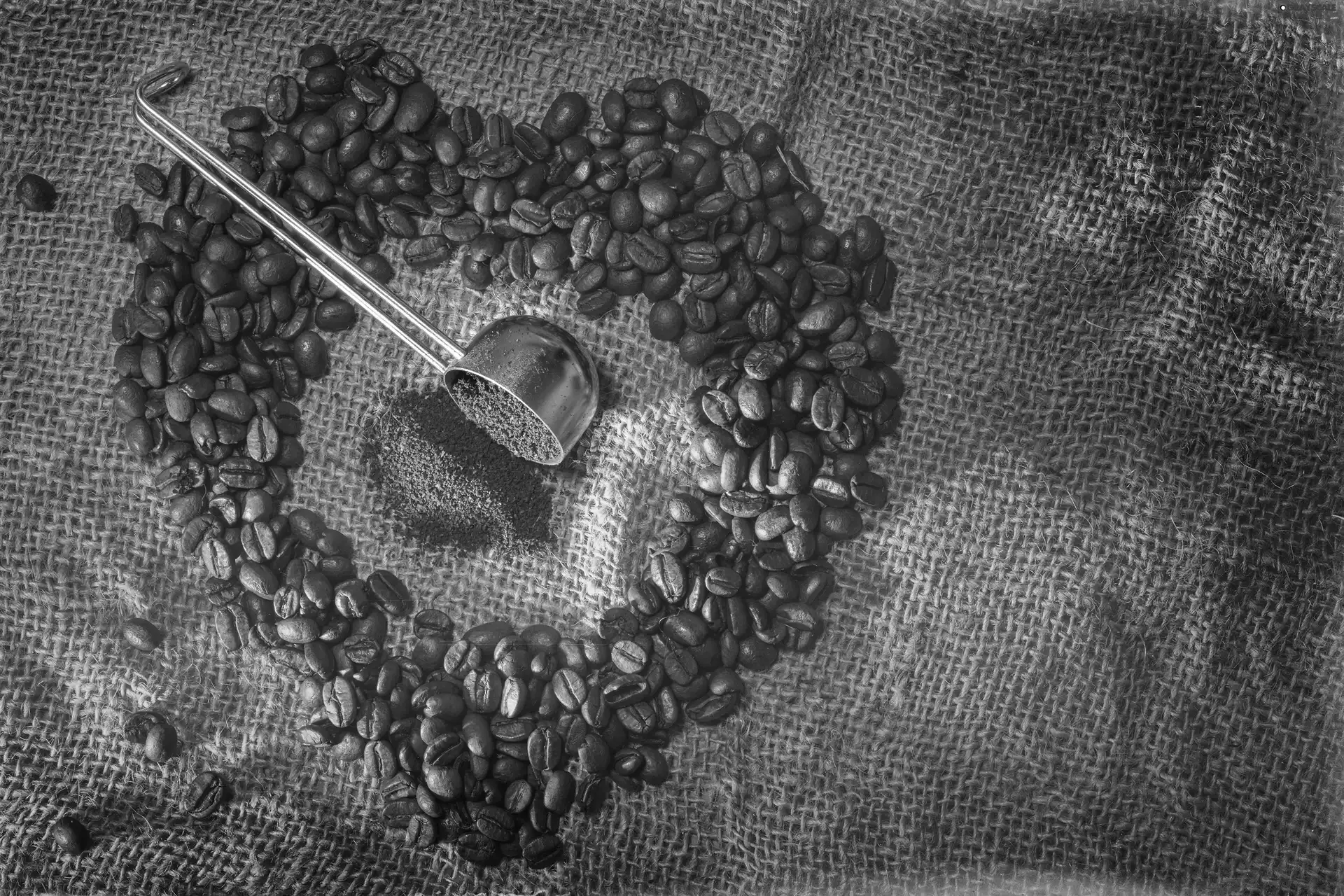 coffee, Heart, teaspoon, grains