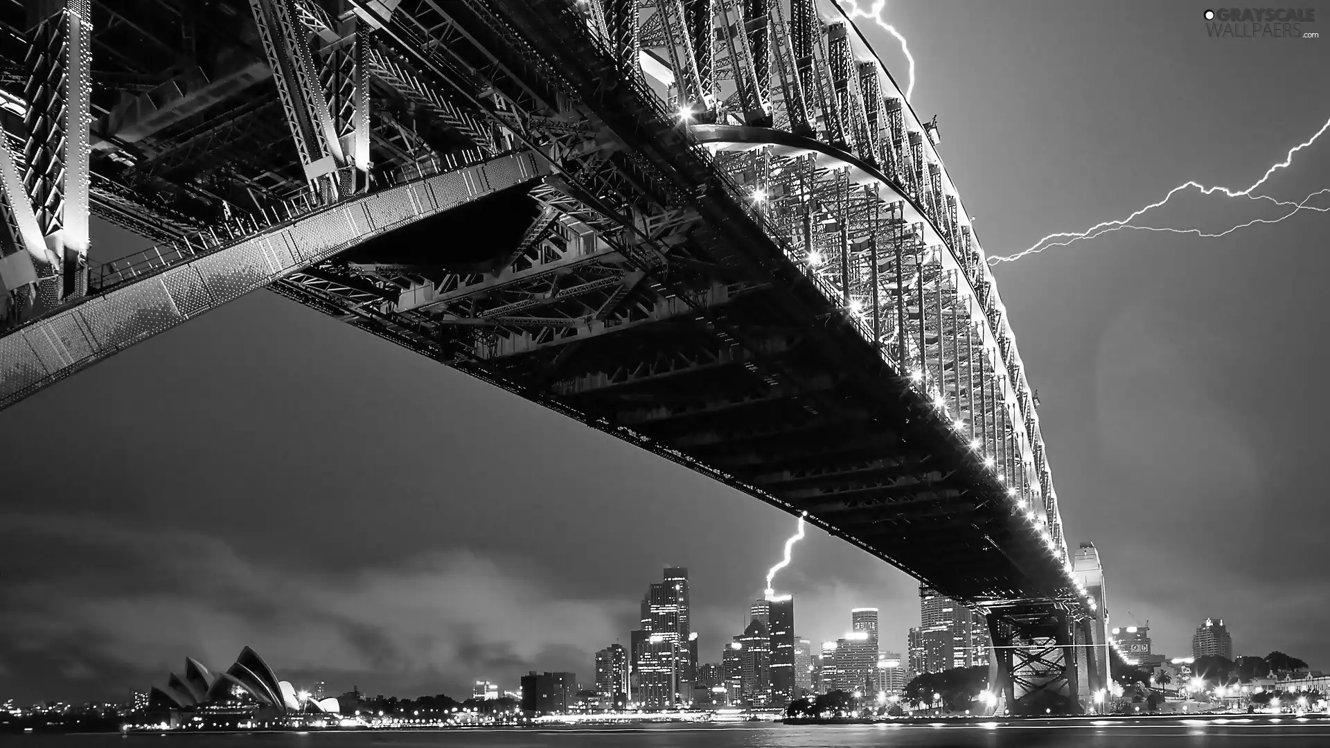 Storm, bridge, Harbour, over Sydney