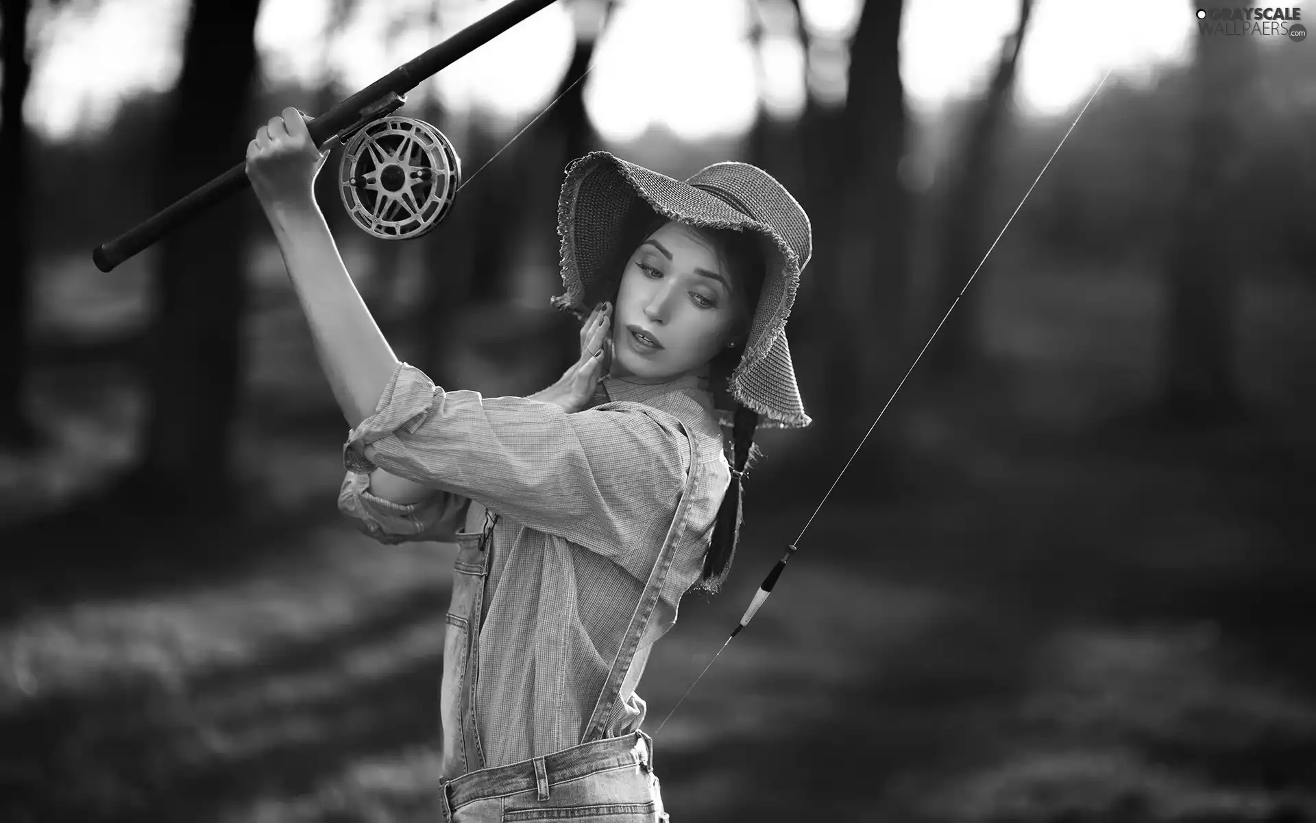 fishing rod, Women, Hat
