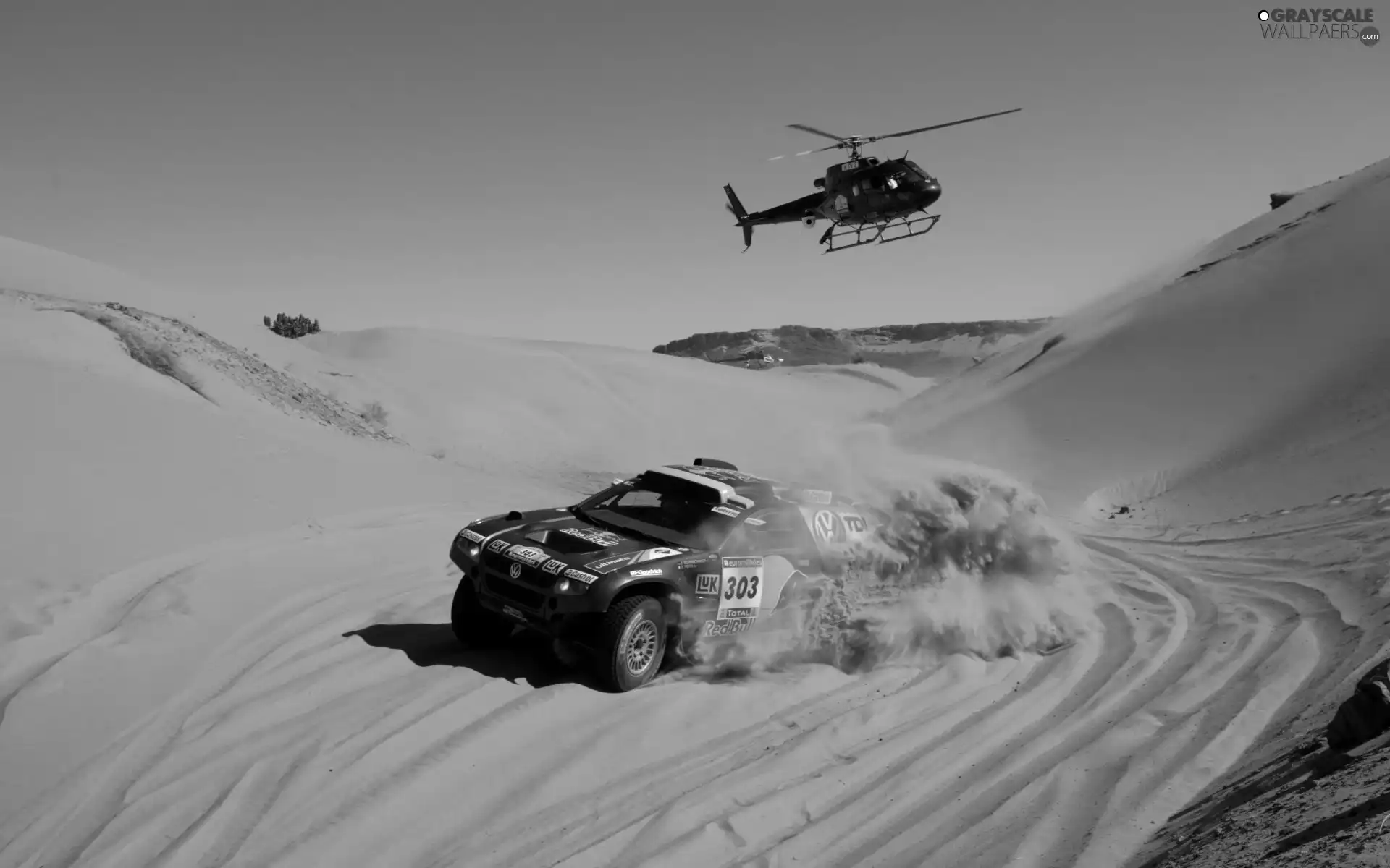Helicopter, Desert, Volkswagen, Touareg, Dakar Rally