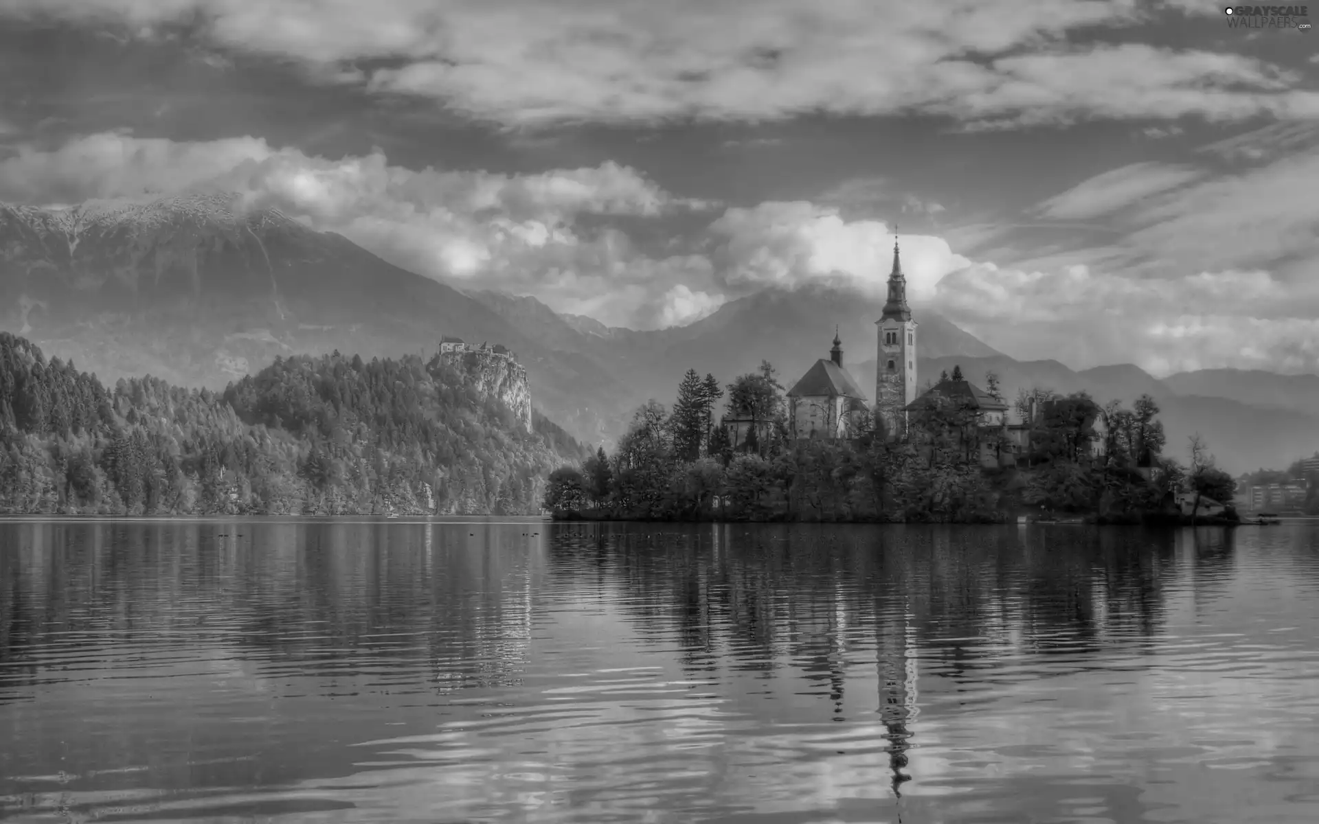 Island, Church, Bled, lake, Slovenia