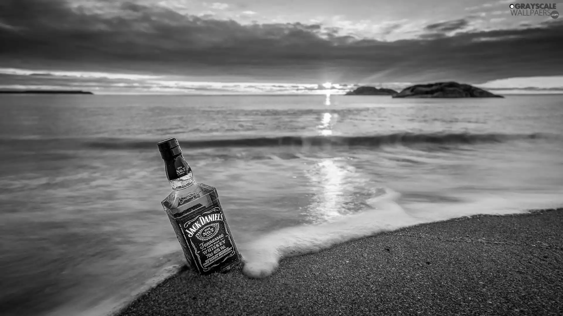 Sand, Great Sunsets, Jack Daniels, sea, Whisky
