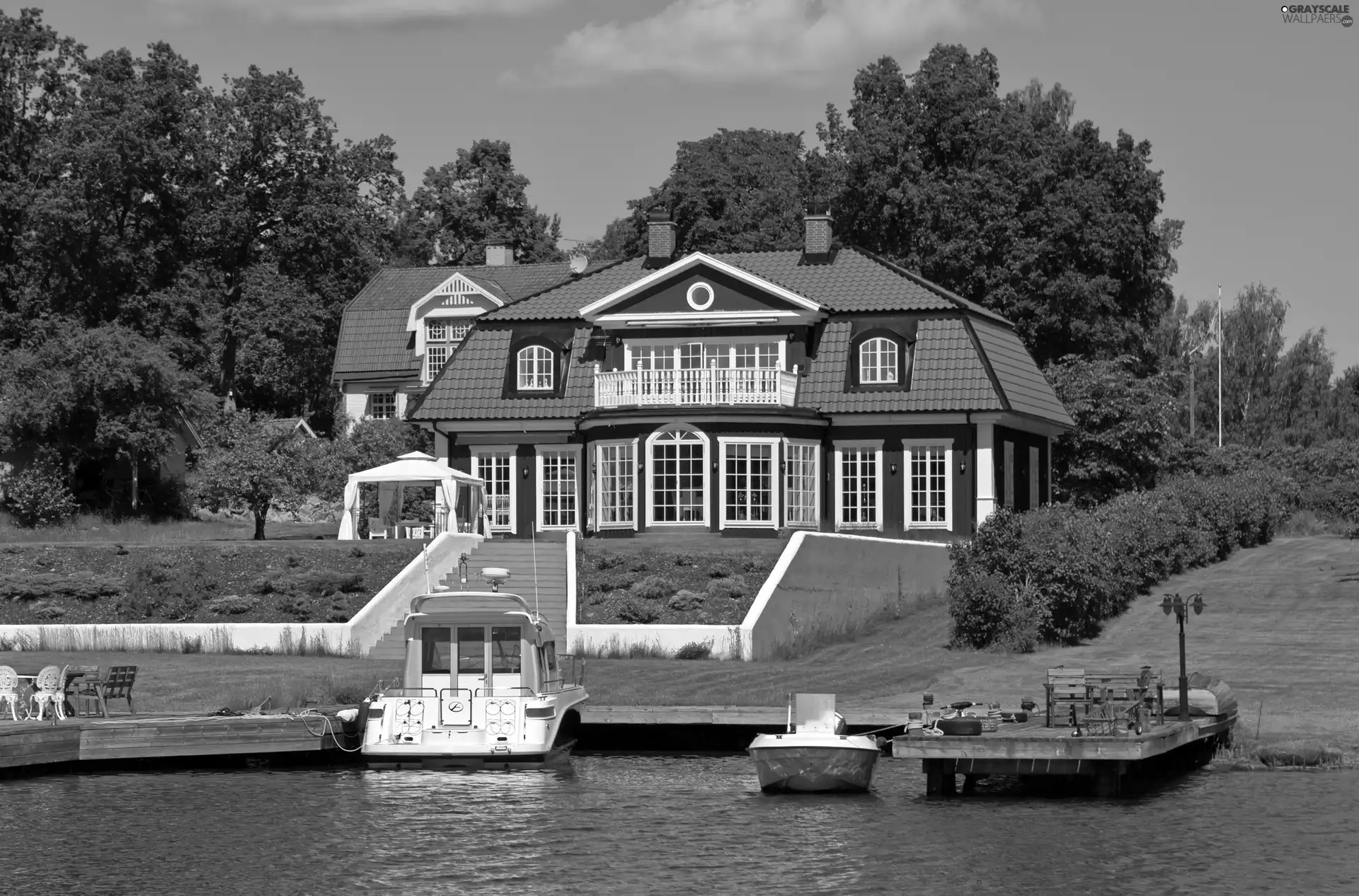 lake, house, by