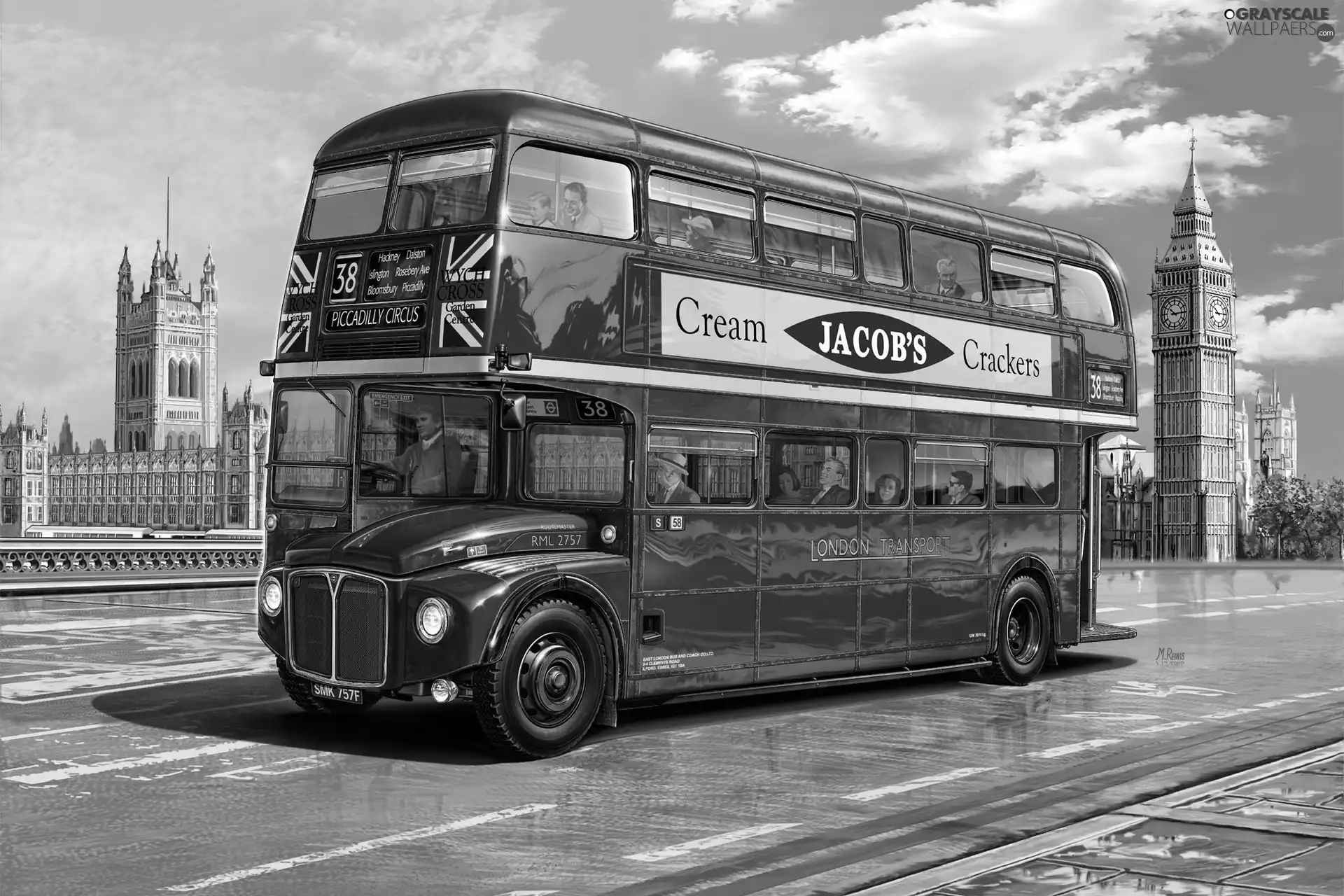bus, Big Ben, London, bridge