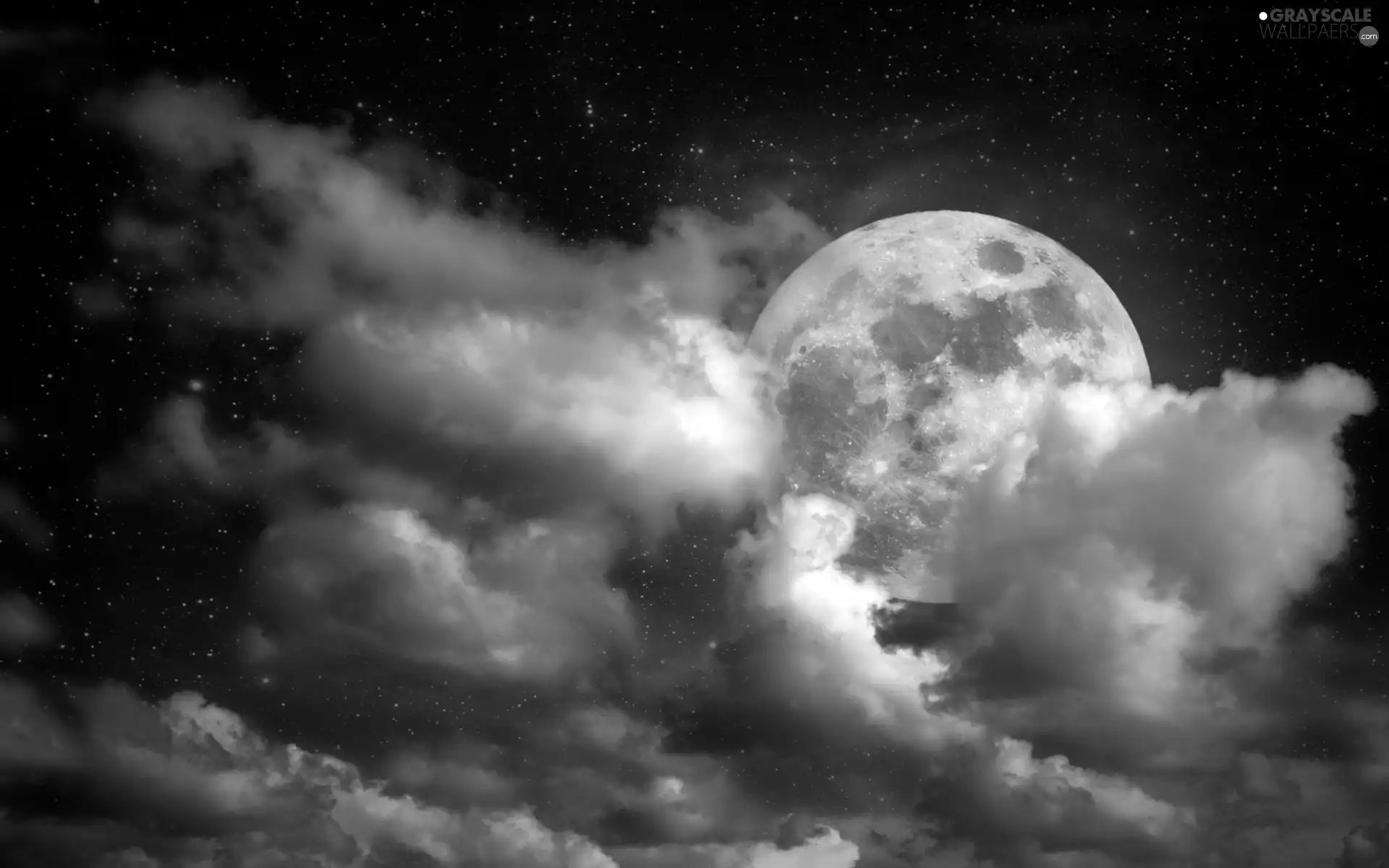 moon, Night, clouds