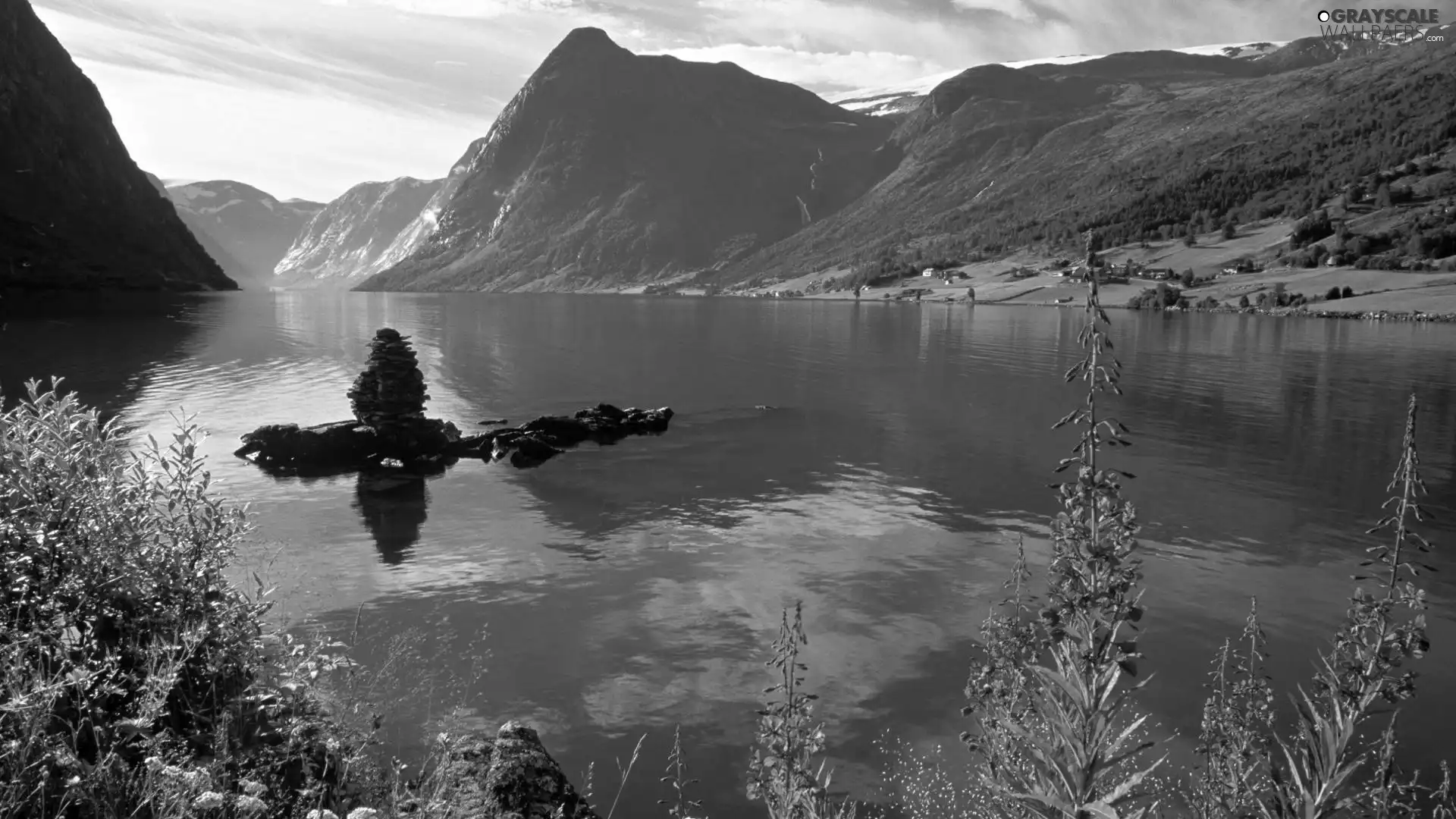 lake, Norway, Mountains, Jolstravatnet
