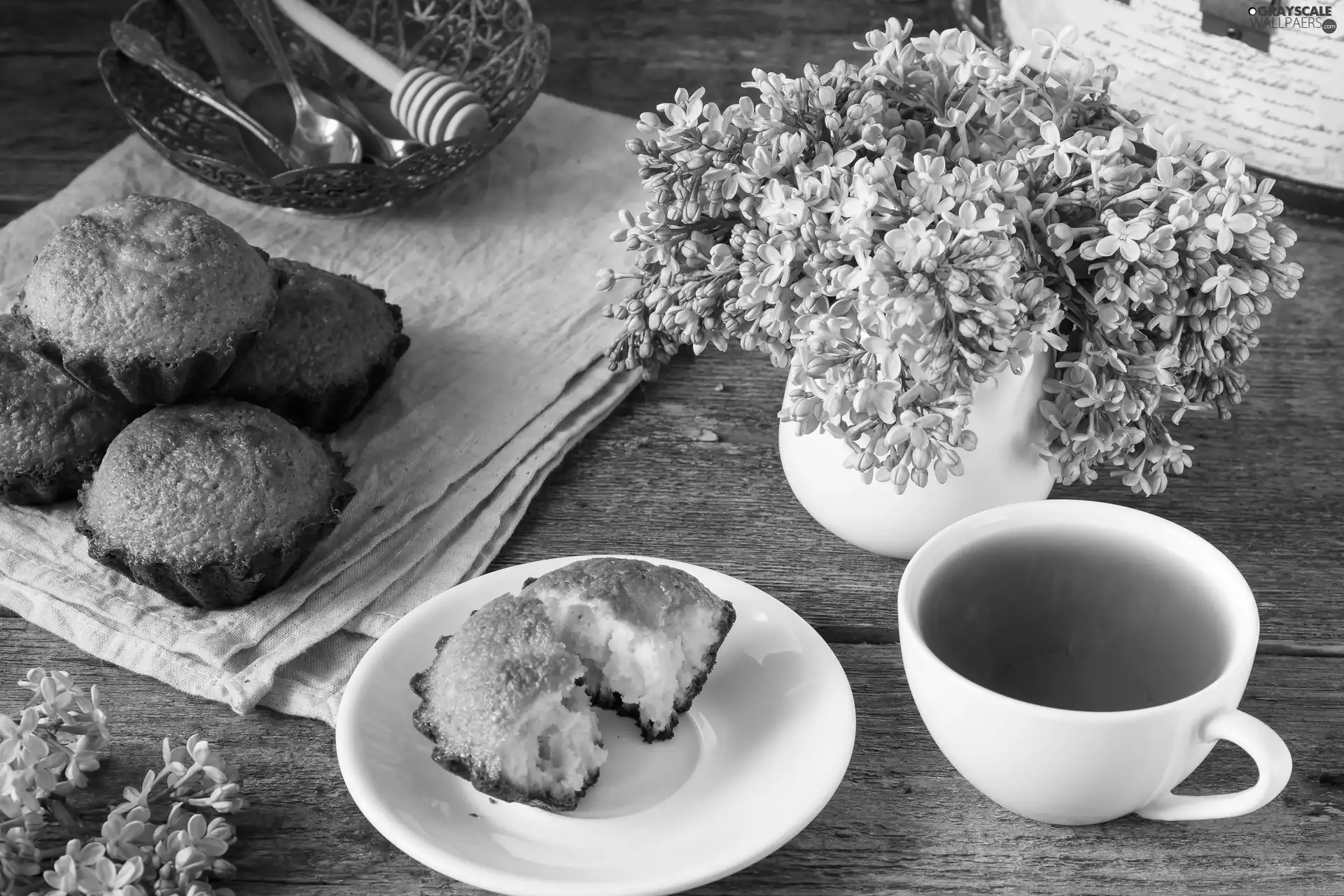 Vase, Muffins, cup, without, tea