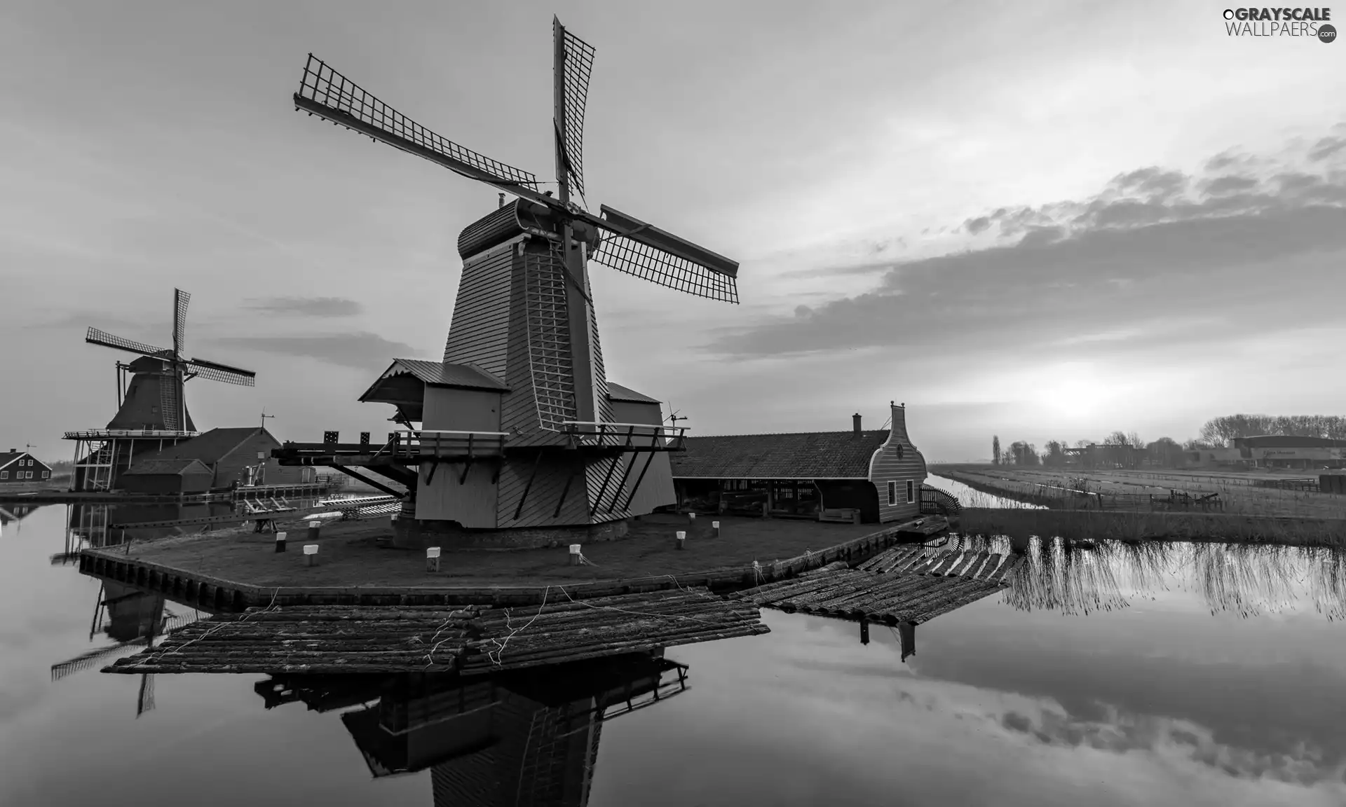 Skansen, Sunrise, Zaandam, dawn, Windmills, Zaanse Schans, Netherlands
