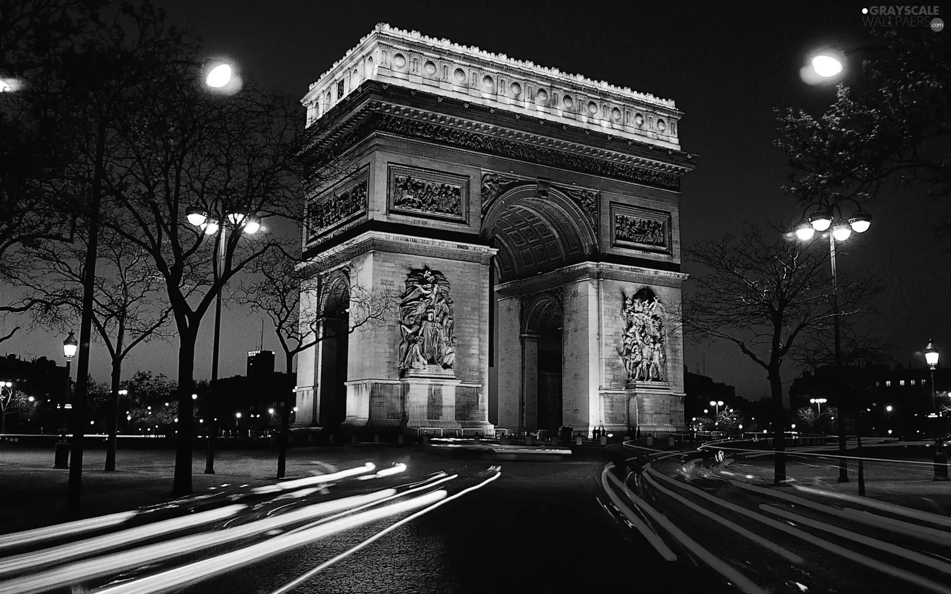 arc de Triomphe, France, Night, Paris