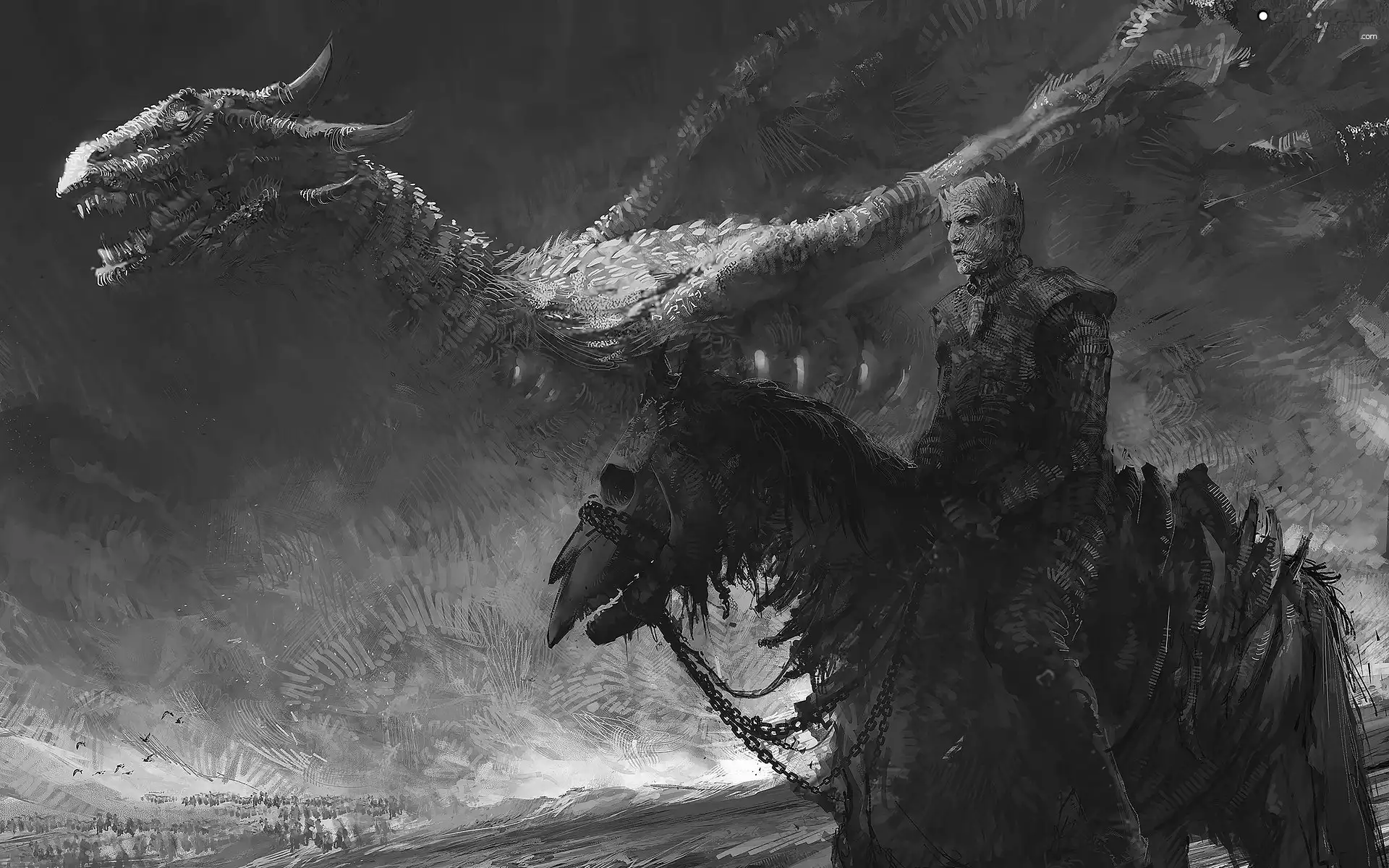 White Wanderer, Game of Thrones, Dragon, Game Of Thrones, series, Night King, Horse