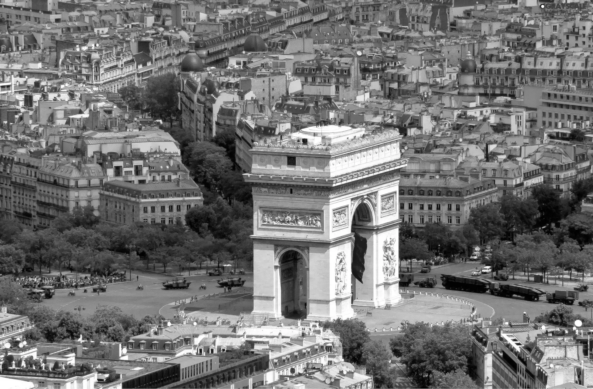 panorama, Houses, Paris, arc de Triomphe, France