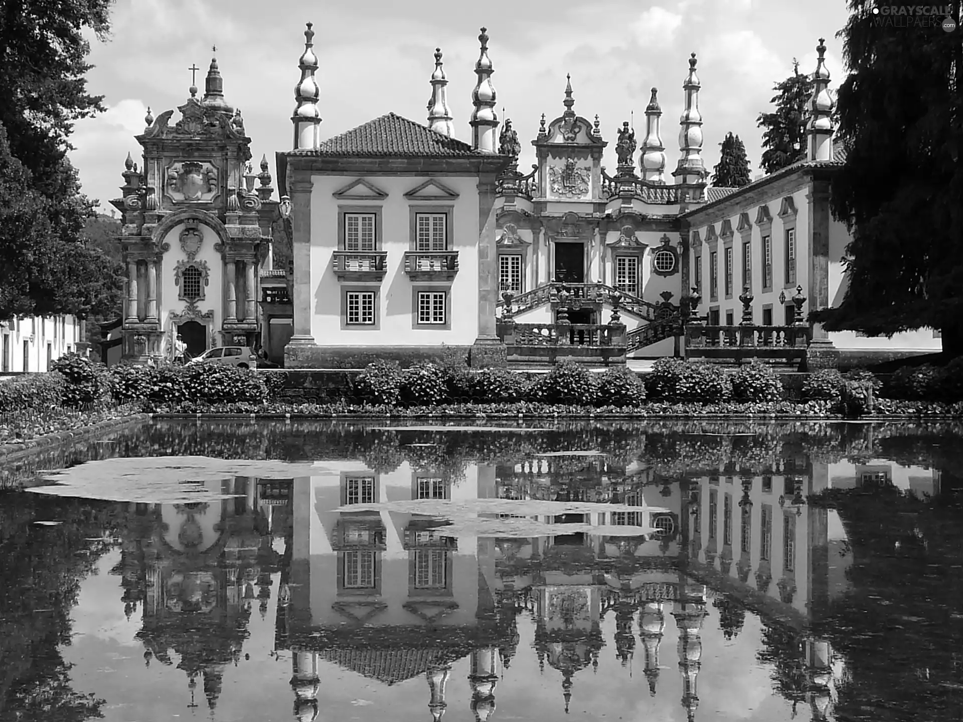 Real, Mateus, pond, Vila, palace, Park, reflection