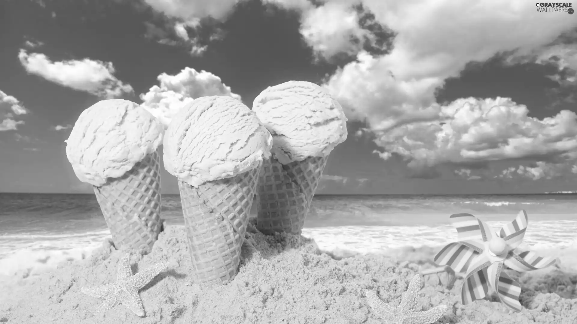 sea, Beaches, ice cream, Sand, summer