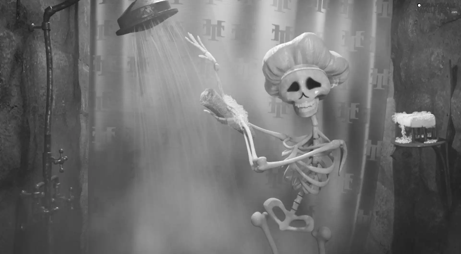 skeleton, Hotel Transylvania, Shower
