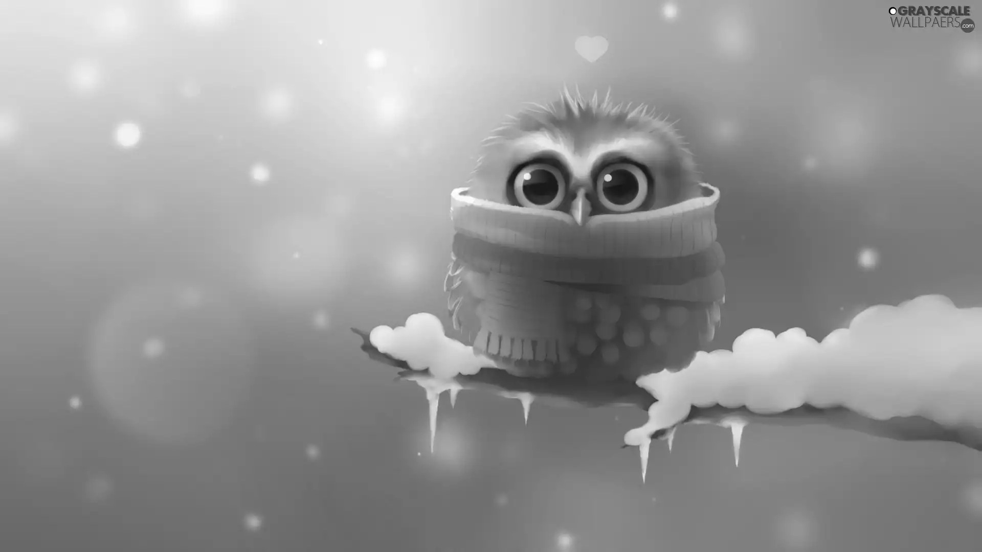 owl, twig, snow, Scarf