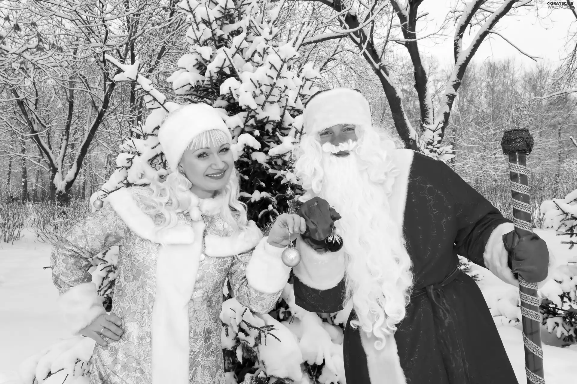 snow, Santa, Women