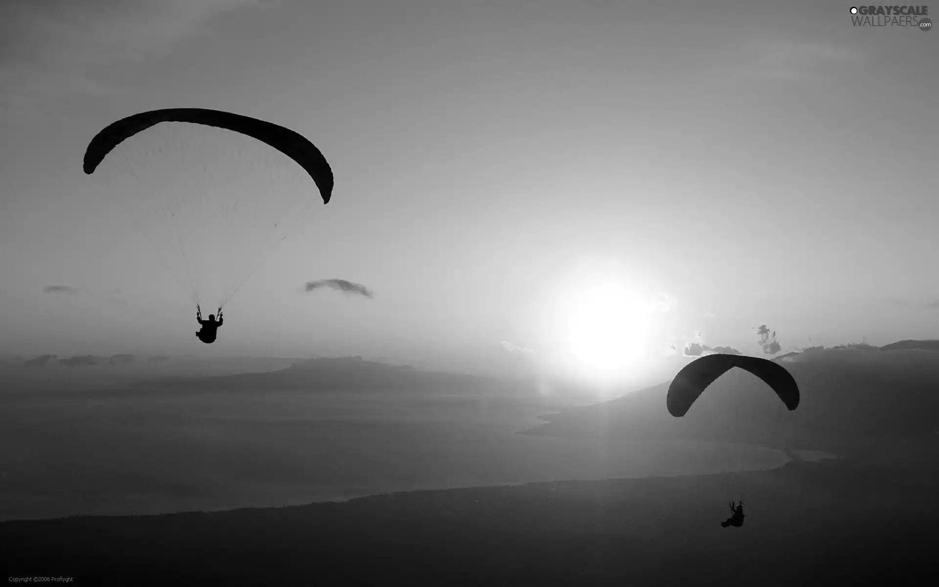 sun, paragliding, west