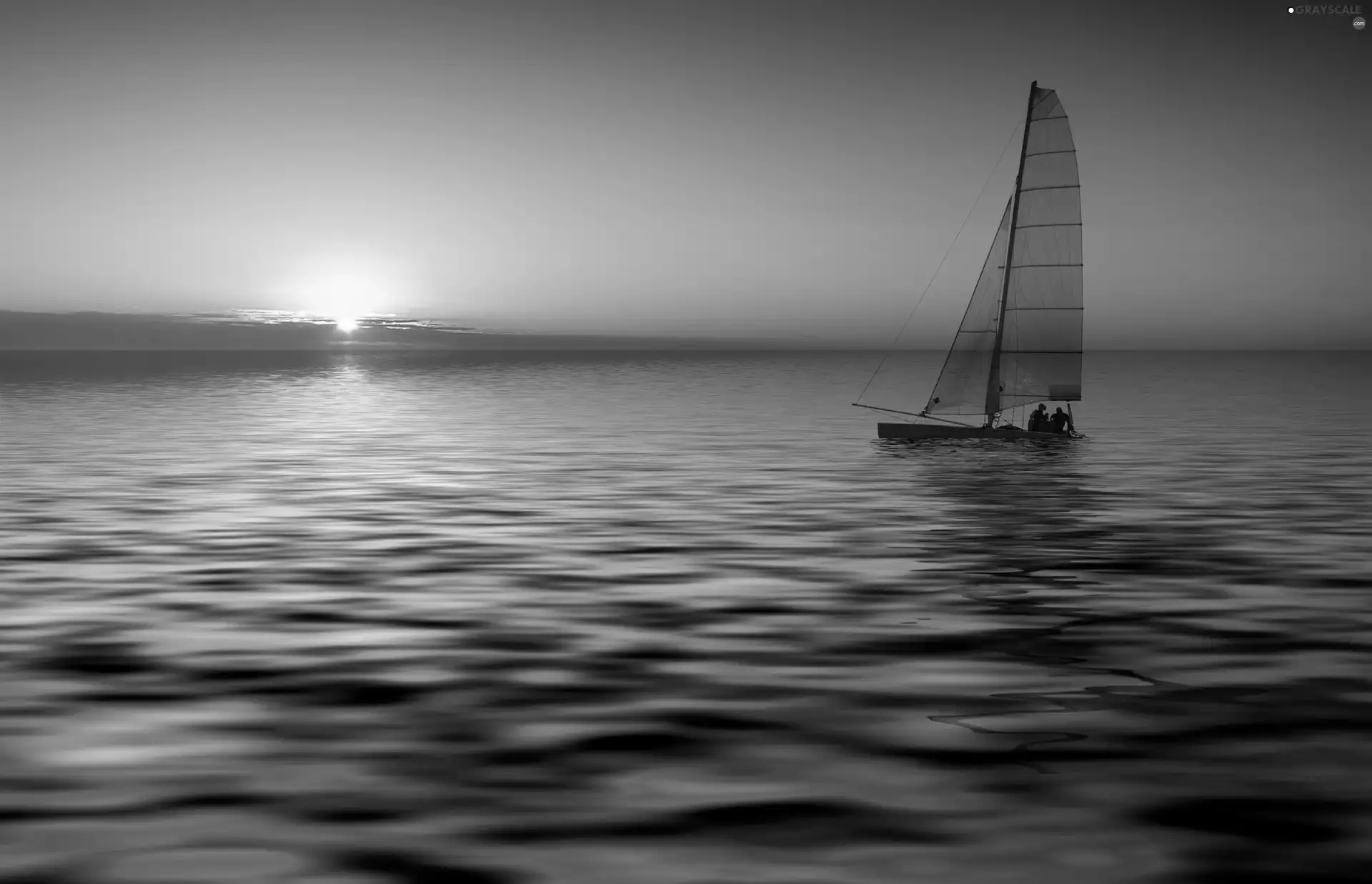 Yacht, The setting, sun, sea