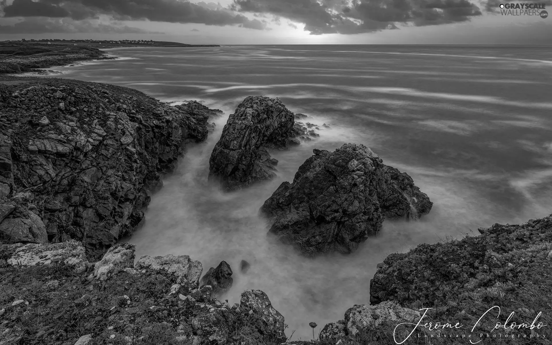 sea, France, Islets, Sunrise, rocks, Brittany