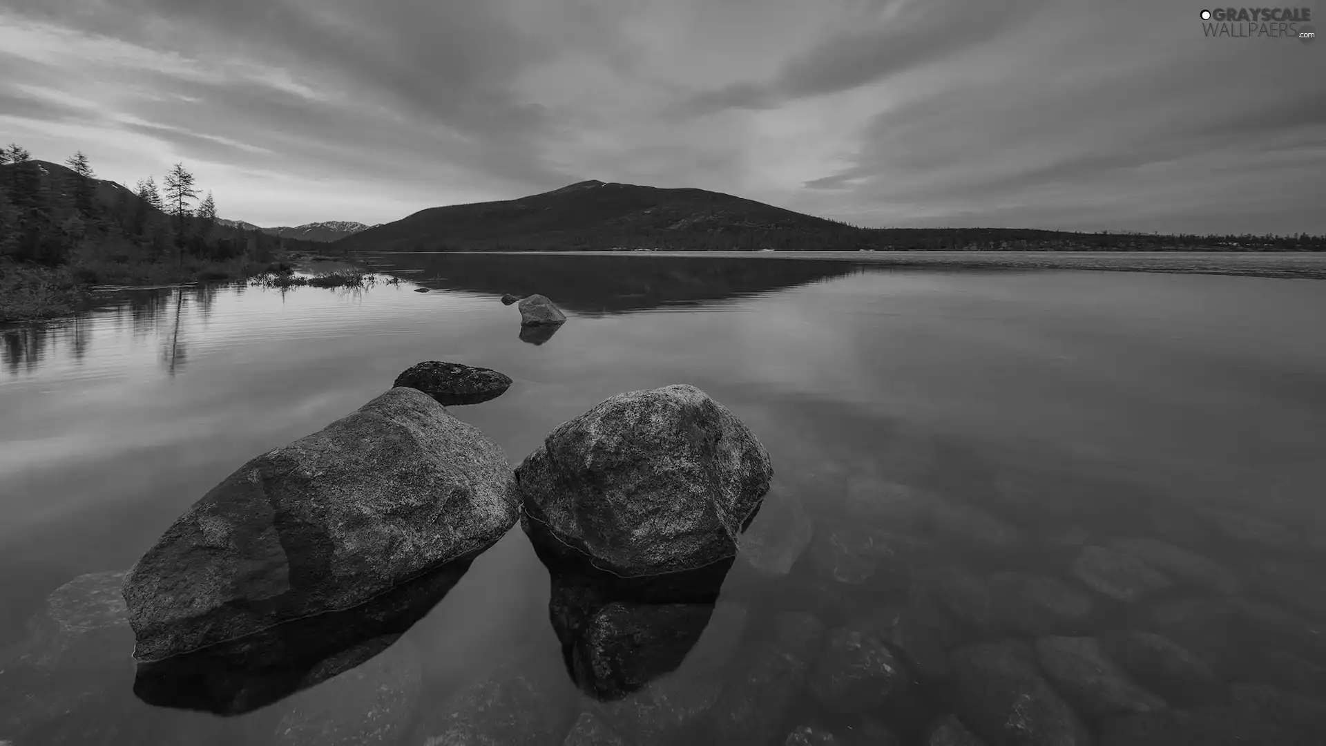 Great Sunsets, Stones, Islet, lake
