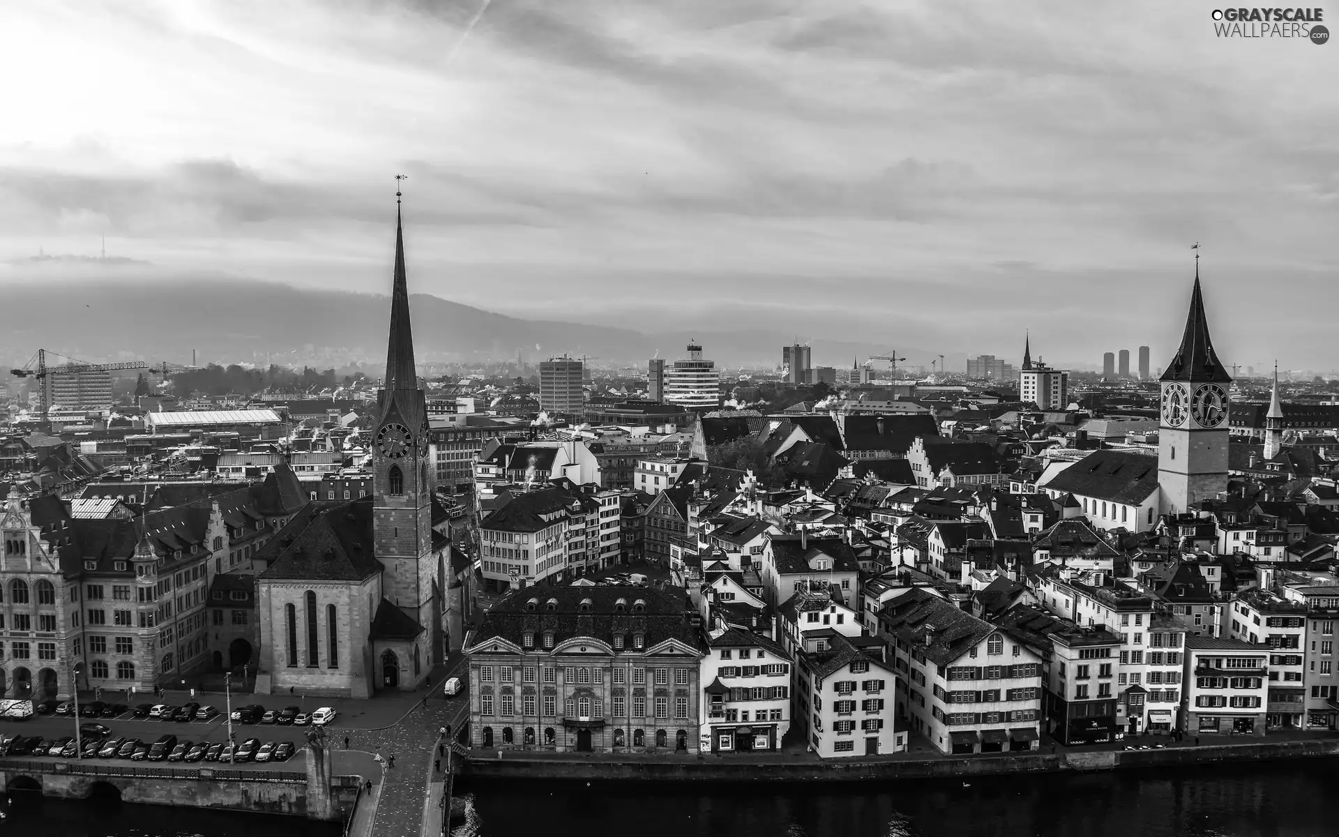 Zurich, west, panorama, sun, Houses, Switzerland, town