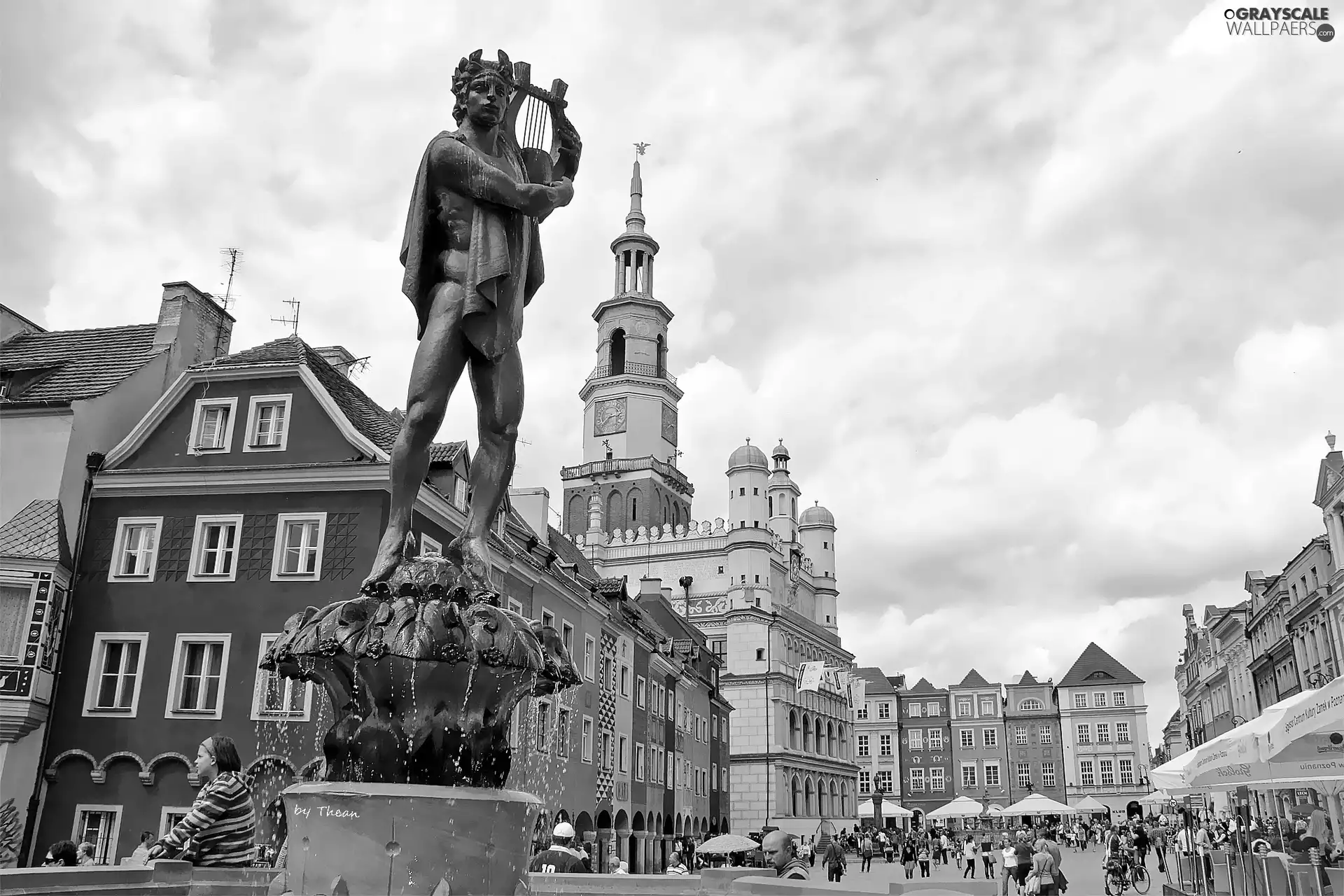 Poznań, Poland, town hall, Statue of Apollo, fountain