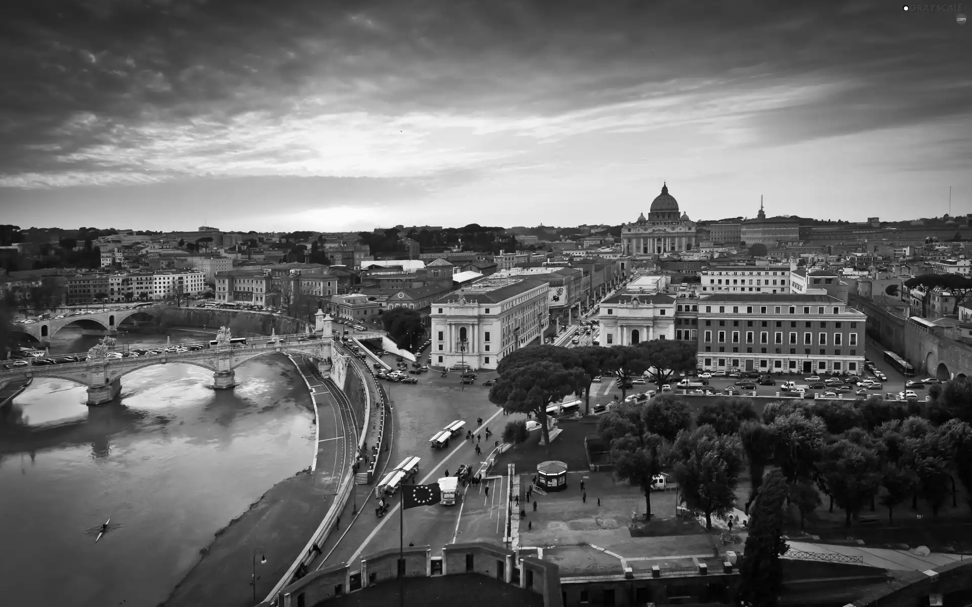 Vatican, River, town, Italy, panorama, bridge