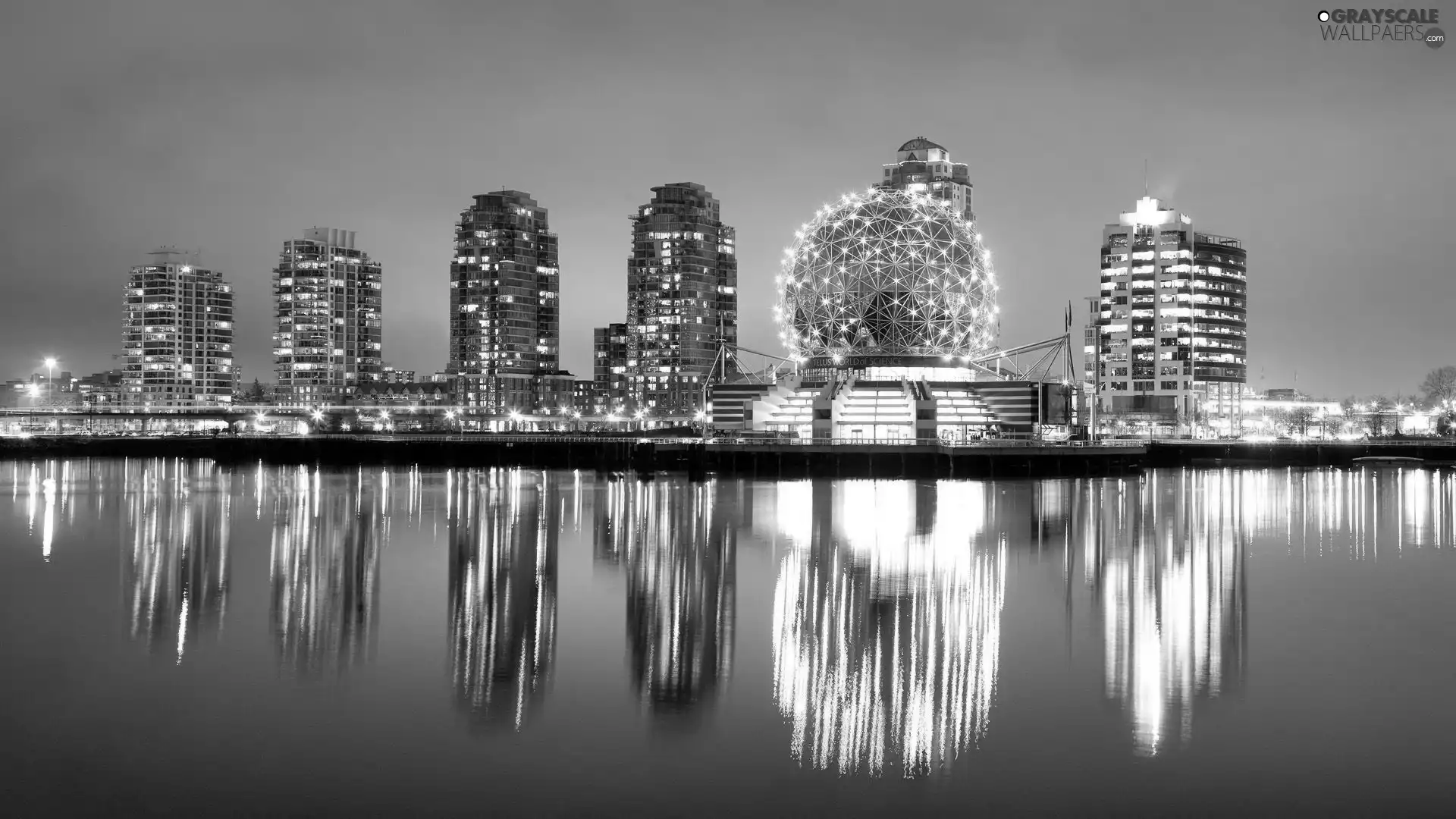 skyscrapers, Vancouver, Town, reflection, clouds, Canada