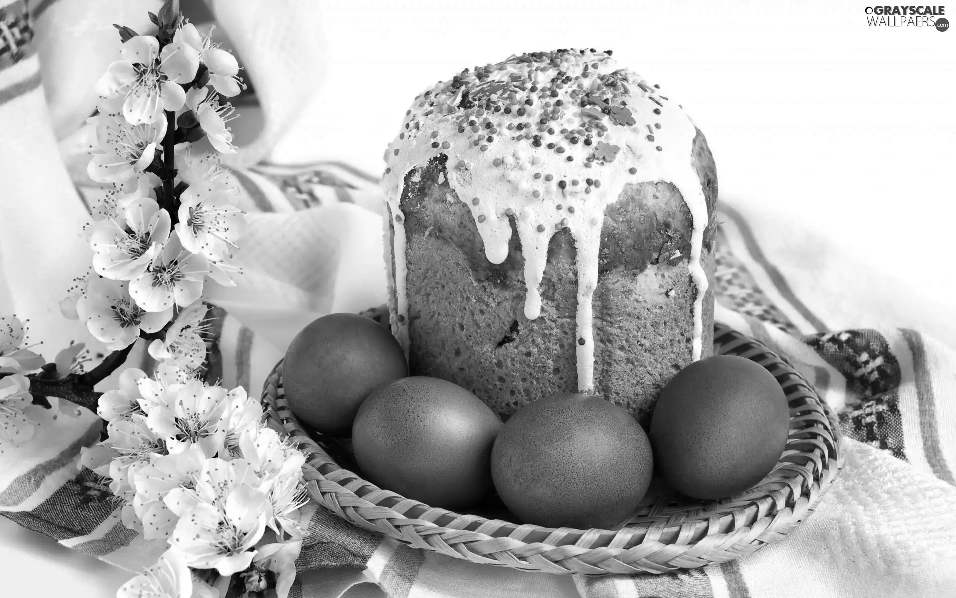 cake, Easter, twig, eggs, Blossoming, Iced
