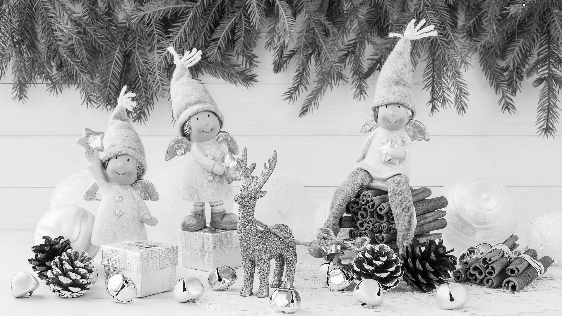 angels, Christmas, reindeer, Twigs, gifts, decoration
