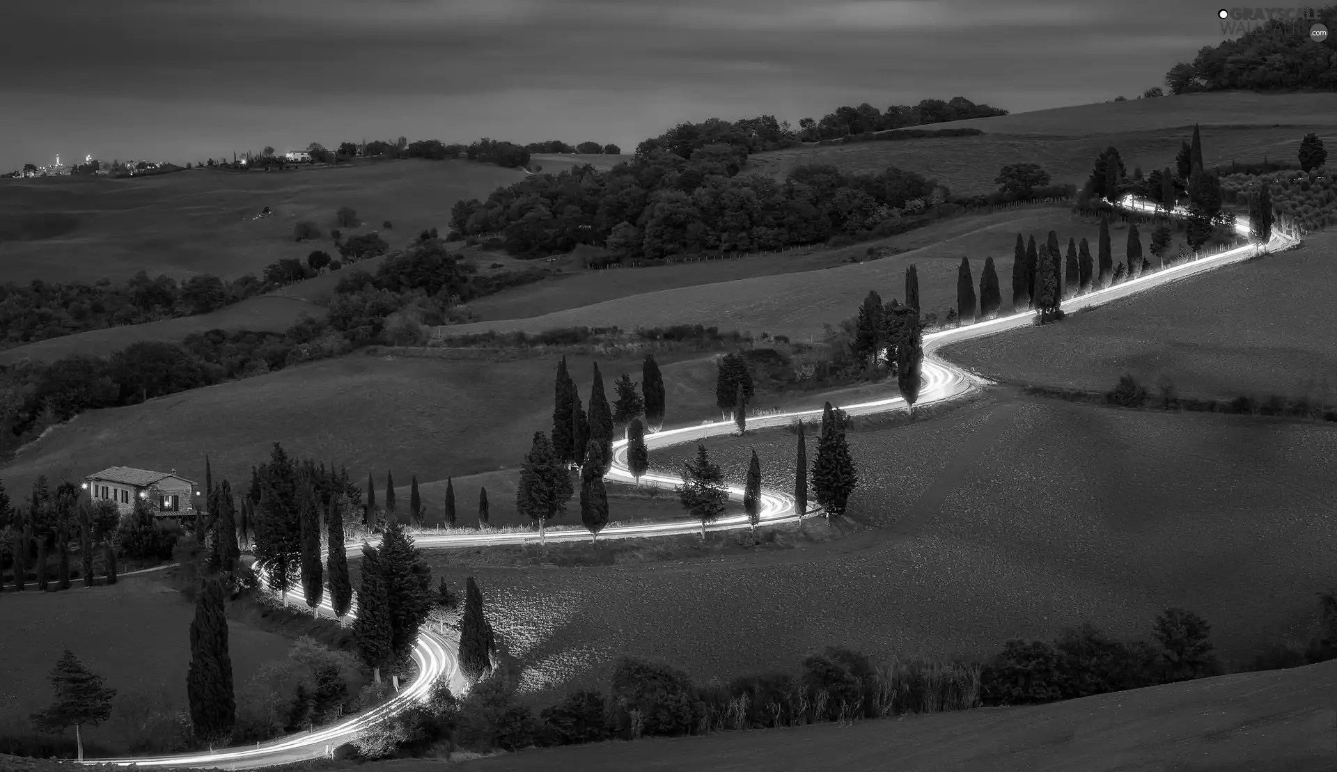 light, twilight, Tuscany, Way, Italy