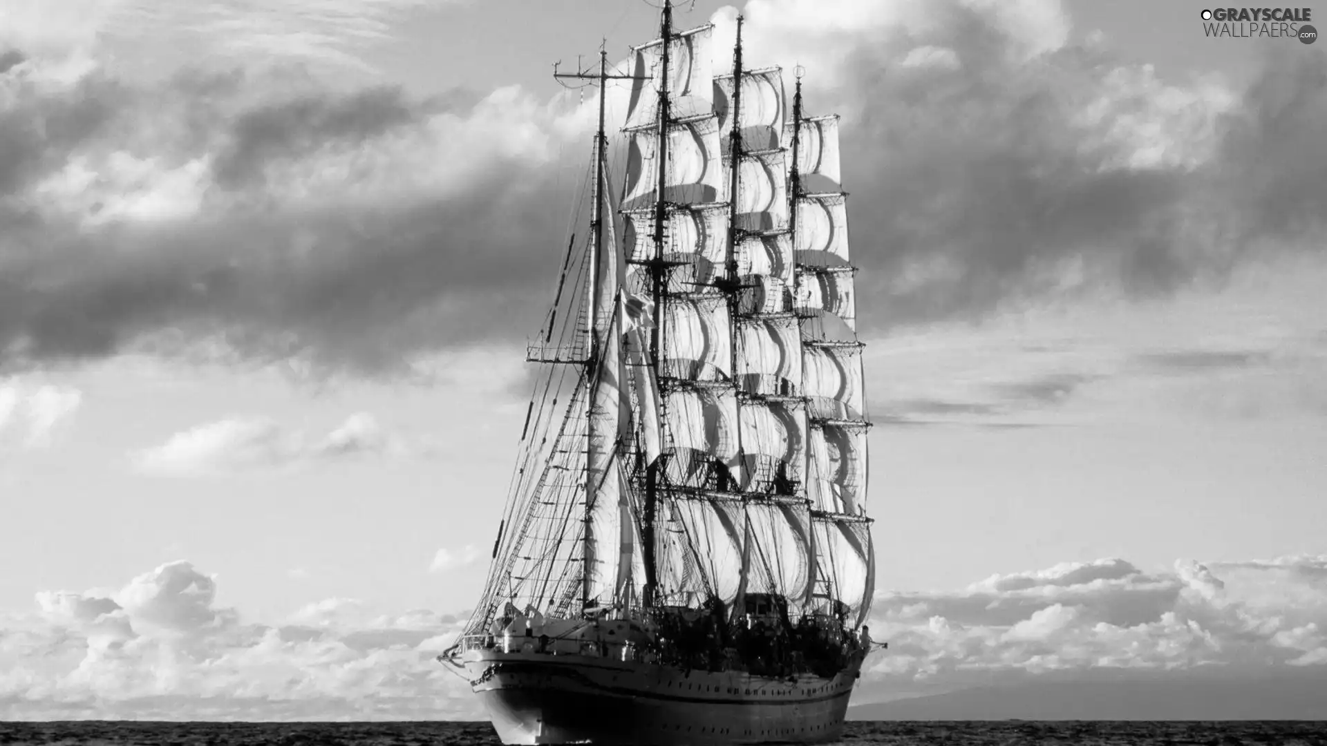 clouds, sailing vessel, water
