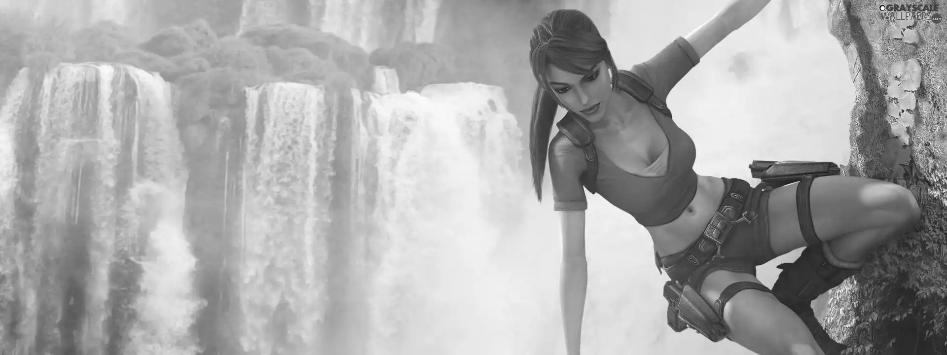 Tomb Raider, rocks, waterfall