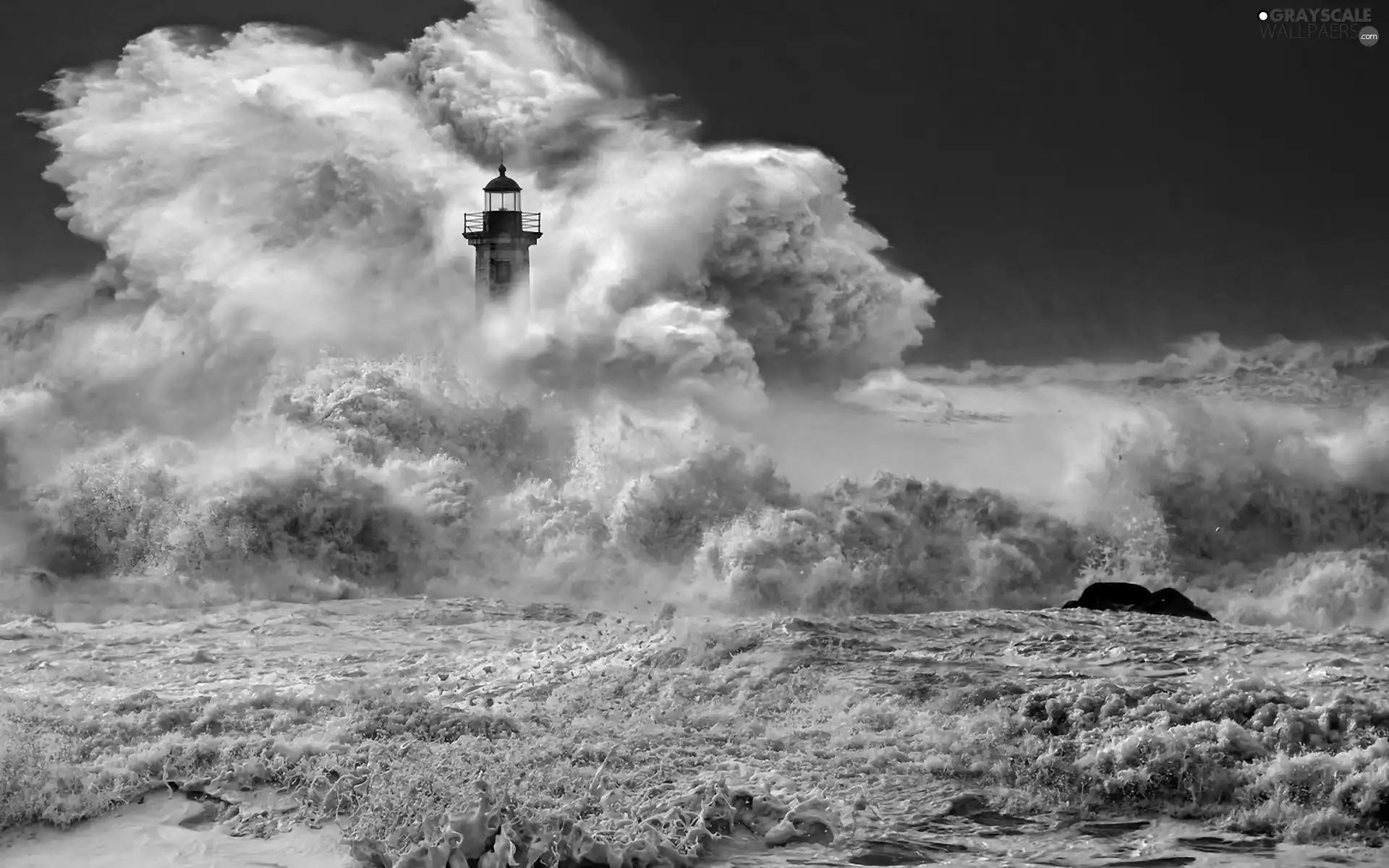 Waves, Storm, maritime, sea, Lighthouse