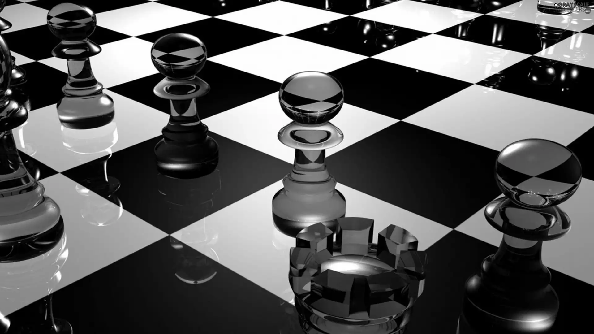 Black and white, chess, glass