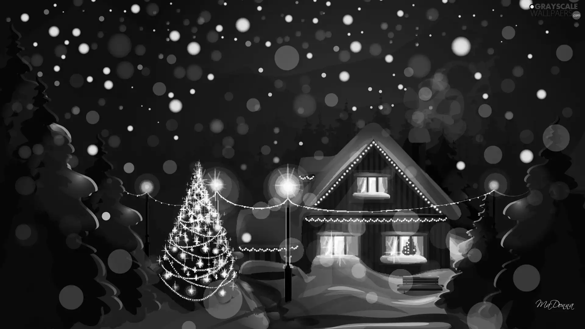 winter, house, birth, graphics, God, christmas tree