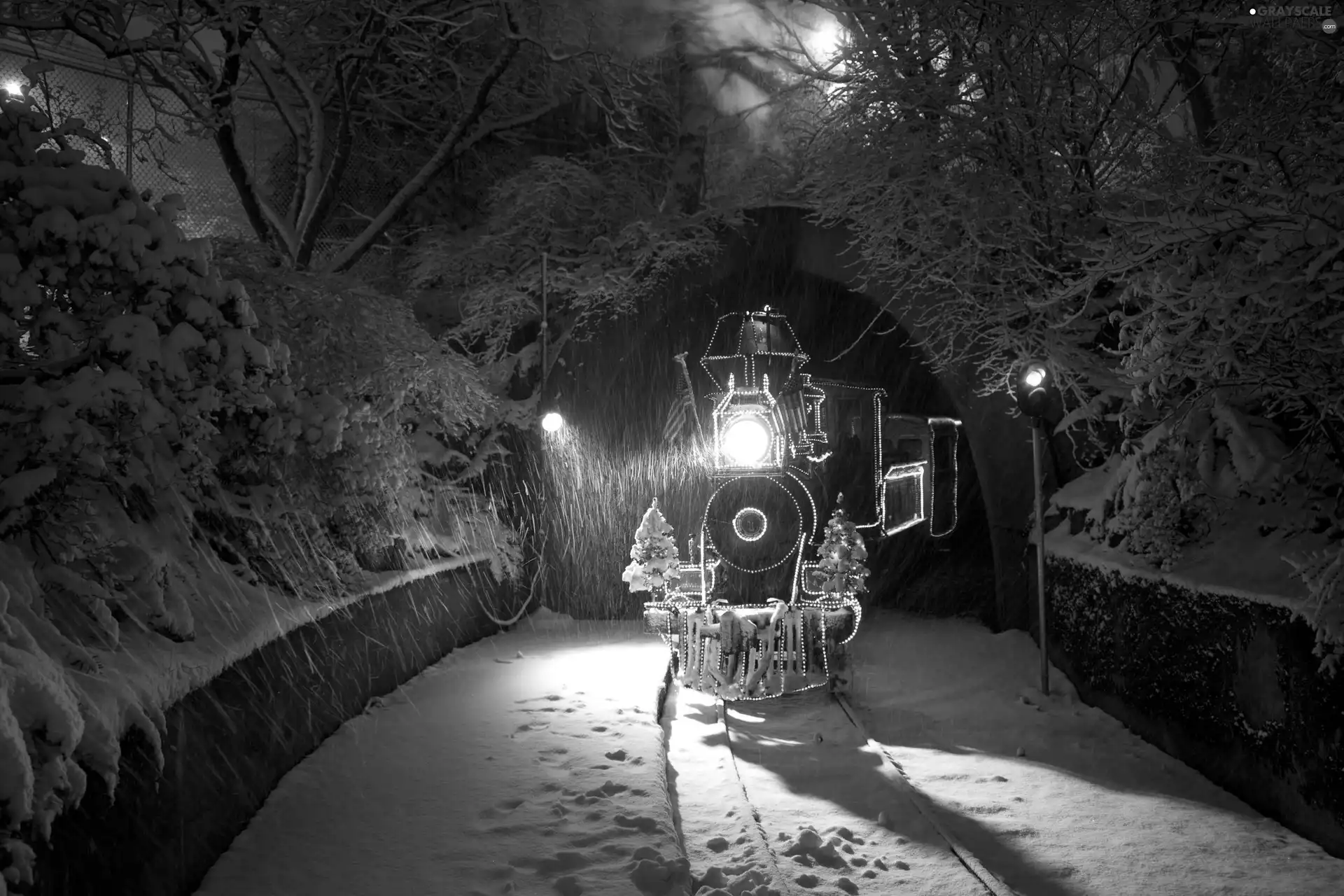 winter, snow, Train, steam, locomotive