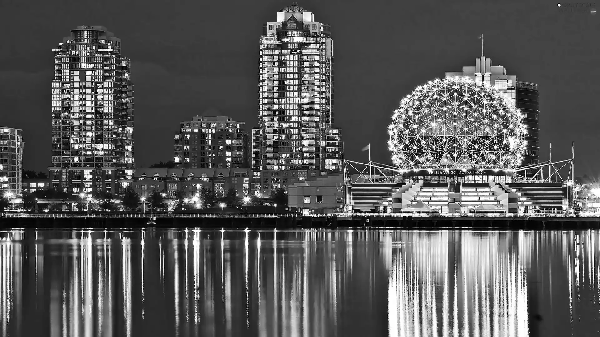 skyscraper, Night, Telus World Of Science, Vancouver