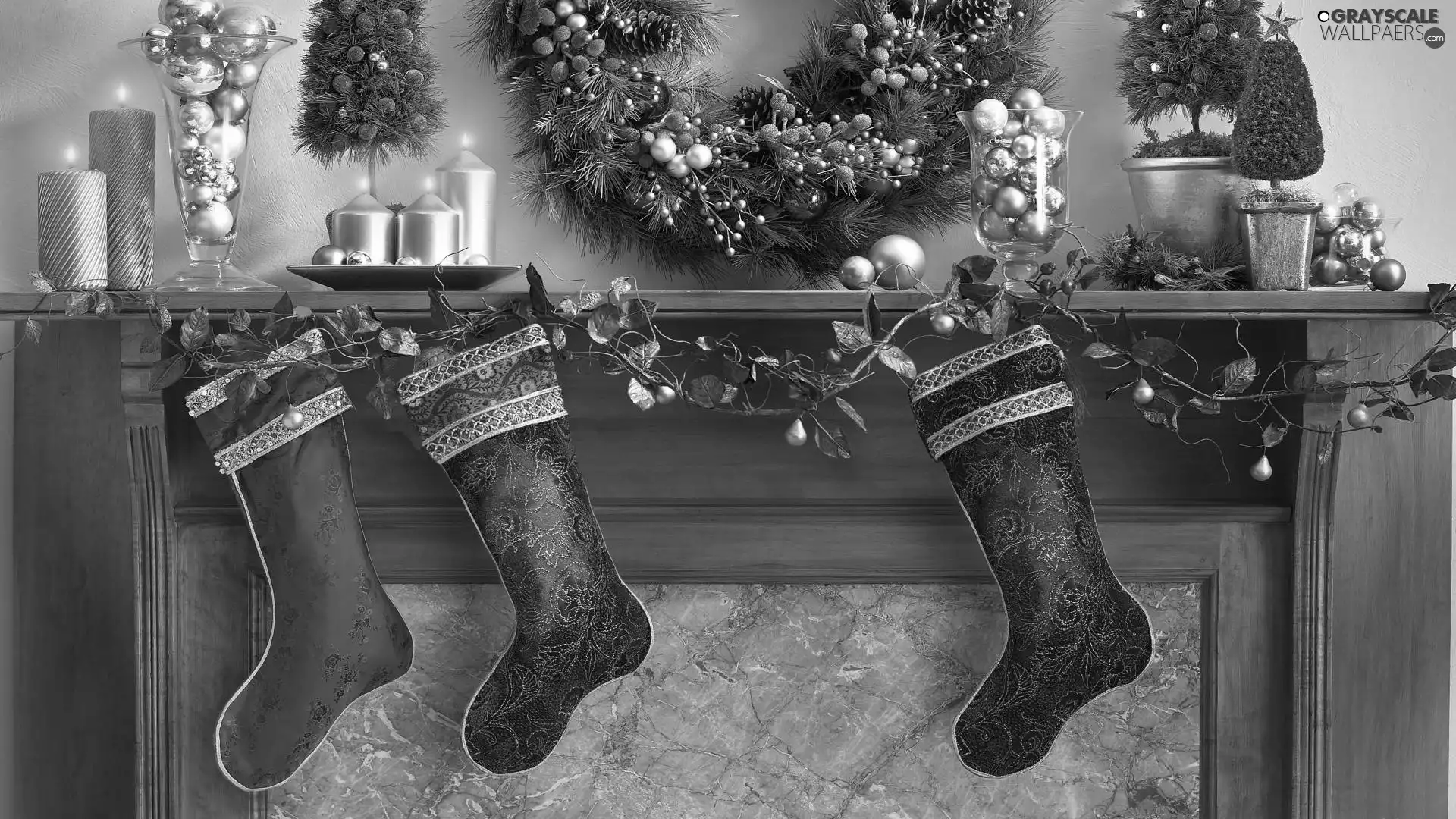 decoration, Christmas, Candles, wreath, socks