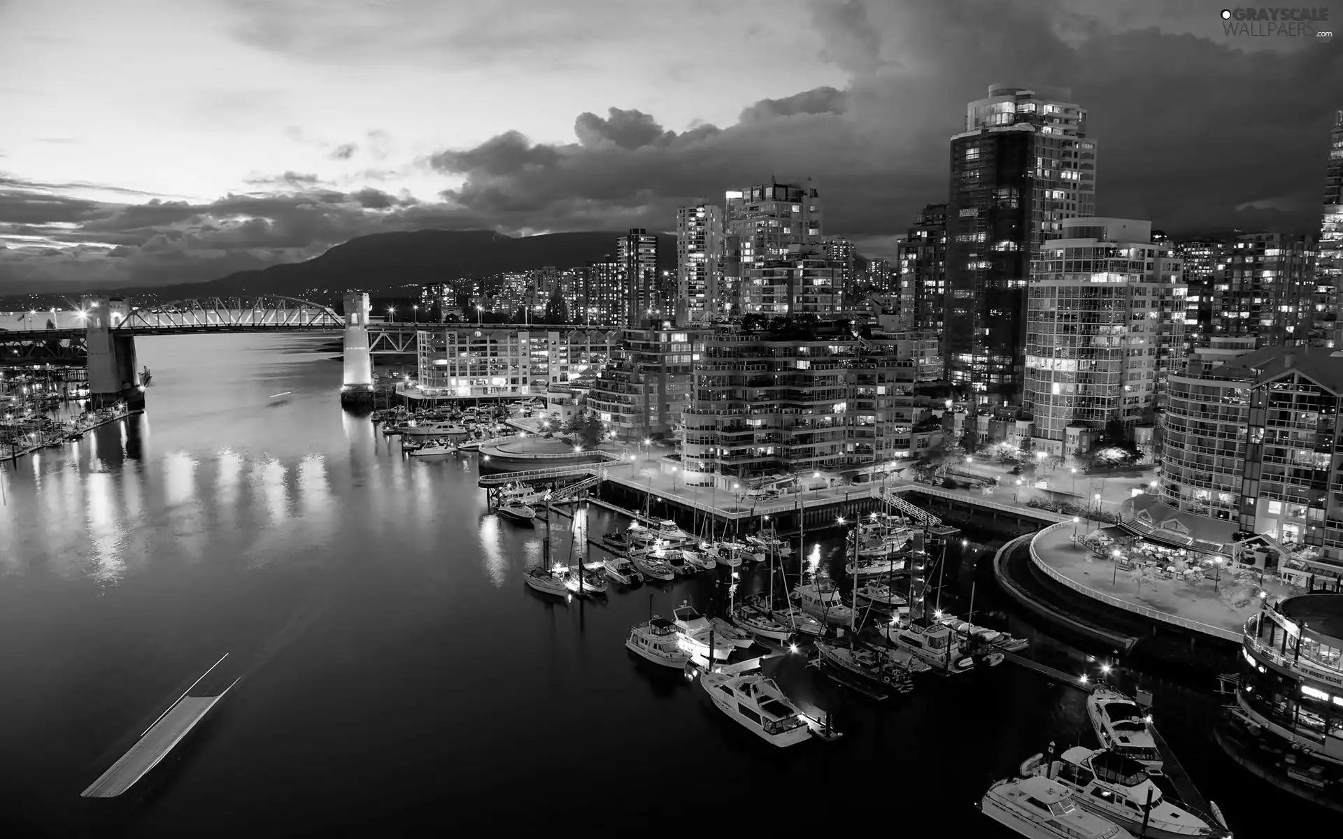 Yachts, Harbour, Vancouver, bridge, Canada