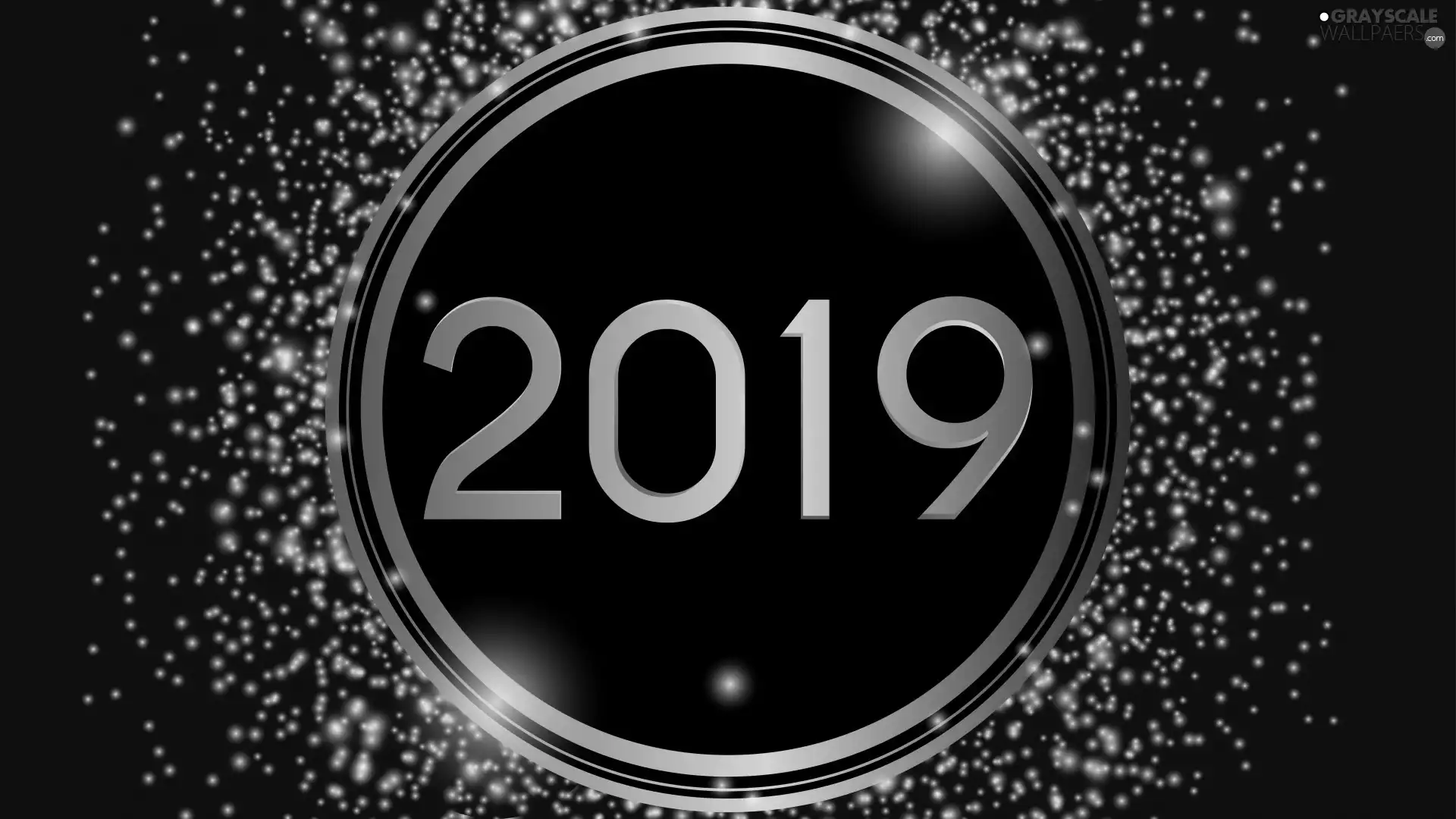 New Year, Golden, circle, 2019
