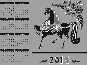 Horse, Calendar, 2014 Year