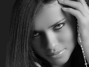 Black and white, Adriana Lima, face