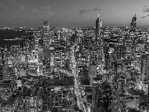 Chicago, evening, Aerial View, skyscraper
