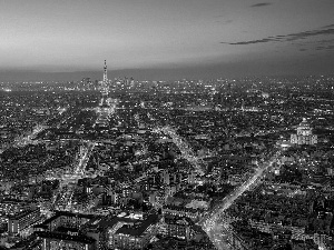 Paris, Town, Aerial View, Night
