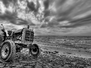 sea, Old car, agrimotor