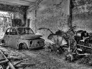 ruins, Automobile, agrimotor, House