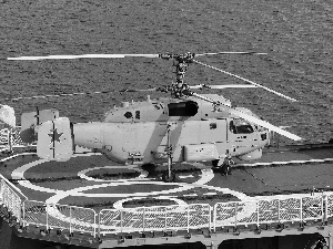 sea, Helicopter, aircraft carrier