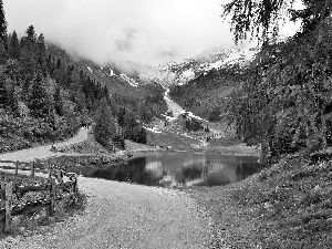 Alps, Austria, lake, Mountains, Way